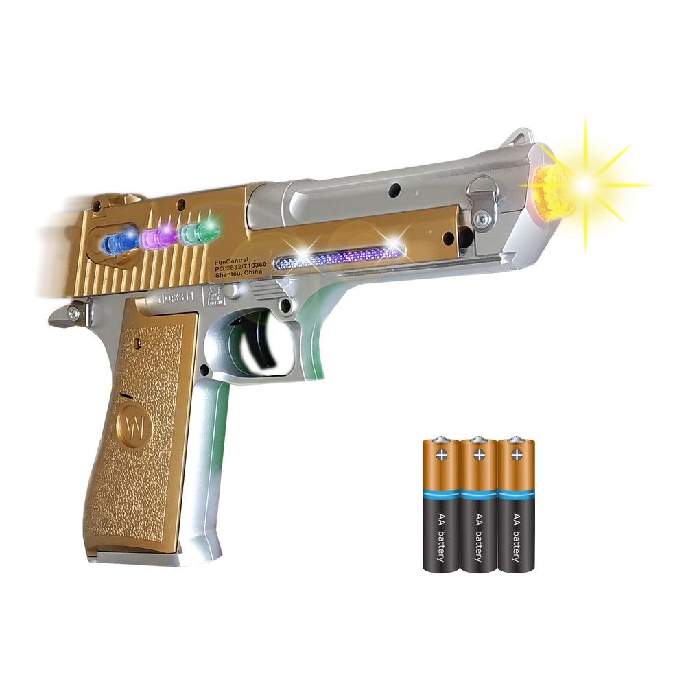 
                  
                    toy pistol gun with flashing lights and sound
                  
                
