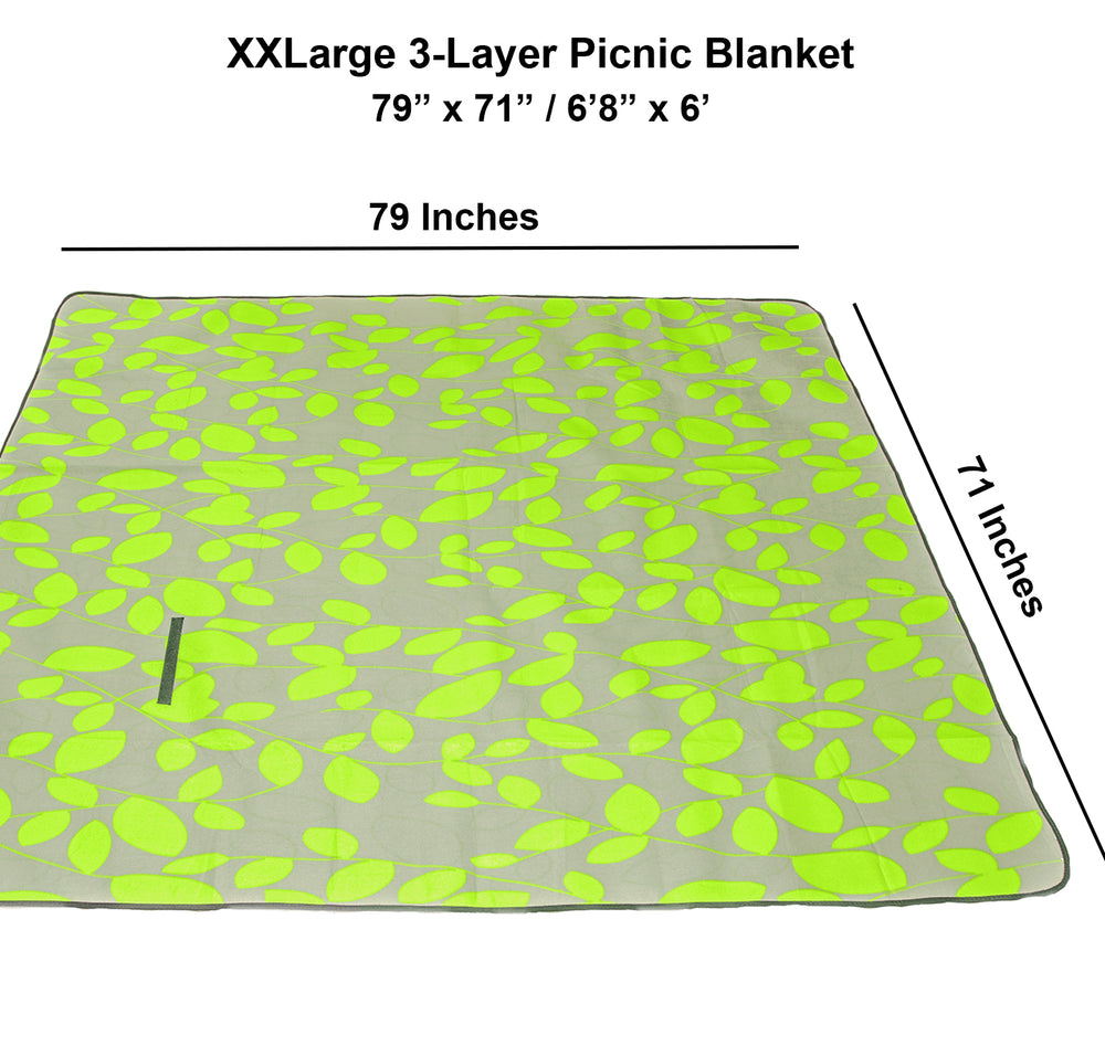
                  
                    80" x 72" 3-layer xxlarge waterproof outdoor blanket - green leaves
                  
                