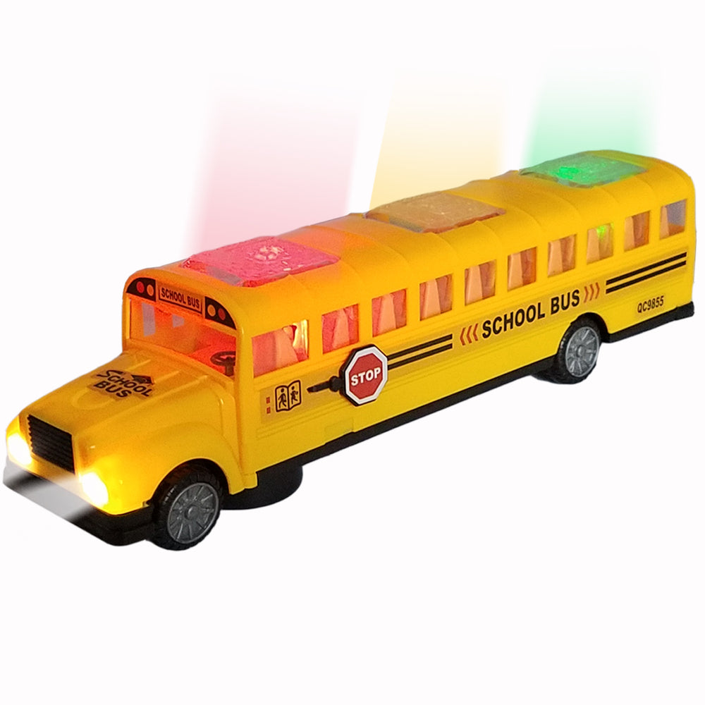 long-nose lighting yellow school bus toys