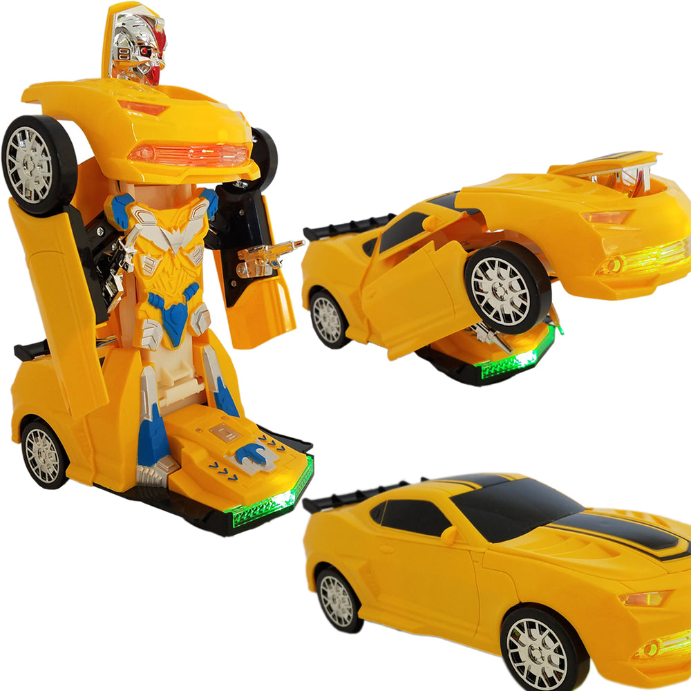 transforming auto robots action figure yellow racing car